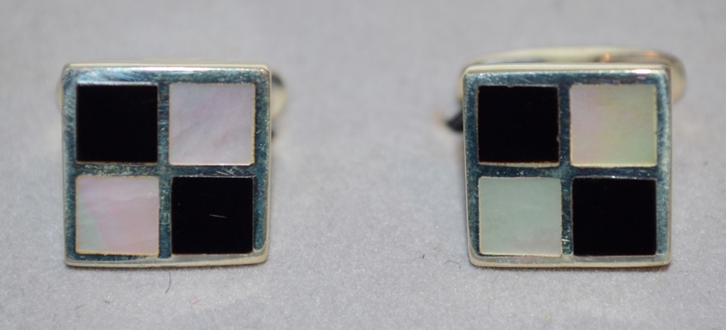 STERLING INLAID CUFF LINKS